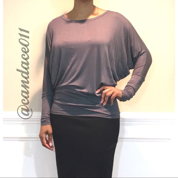 Long Sleeved Dolman Top (Steel) - Picture 2 of 8